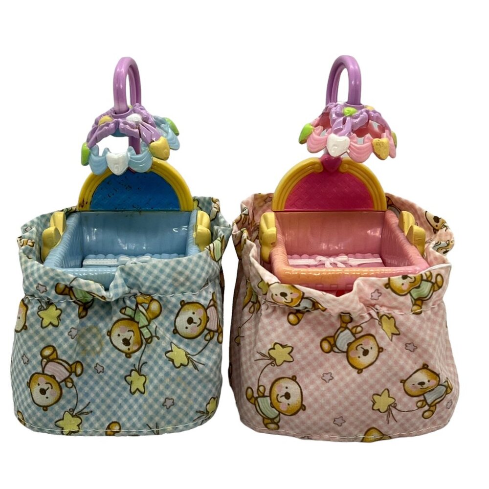 Fisher Price Loving Family Dollhouse Furniture Baby Bassinets Set Pink & Blue 20